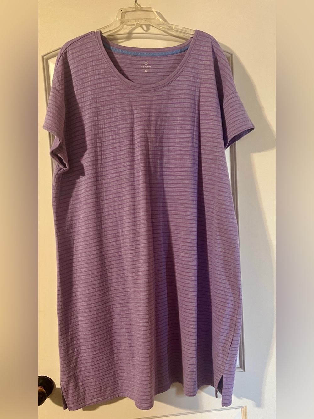 Talbots Lavender Striped Short Sleeve Tee Dress